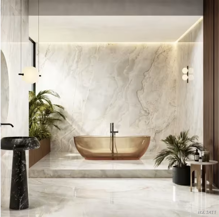 Carreau de Porcelaine Polie "Marbre Carrara Fluide" – Réf: YMG44034C (40x40)