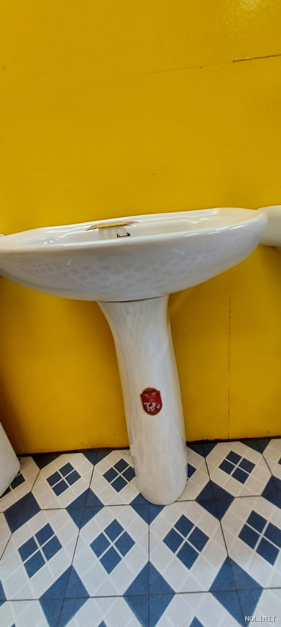 Lavabo sur Colonne "Blossom Heritage" – Céramique Blanche Premium - lave main